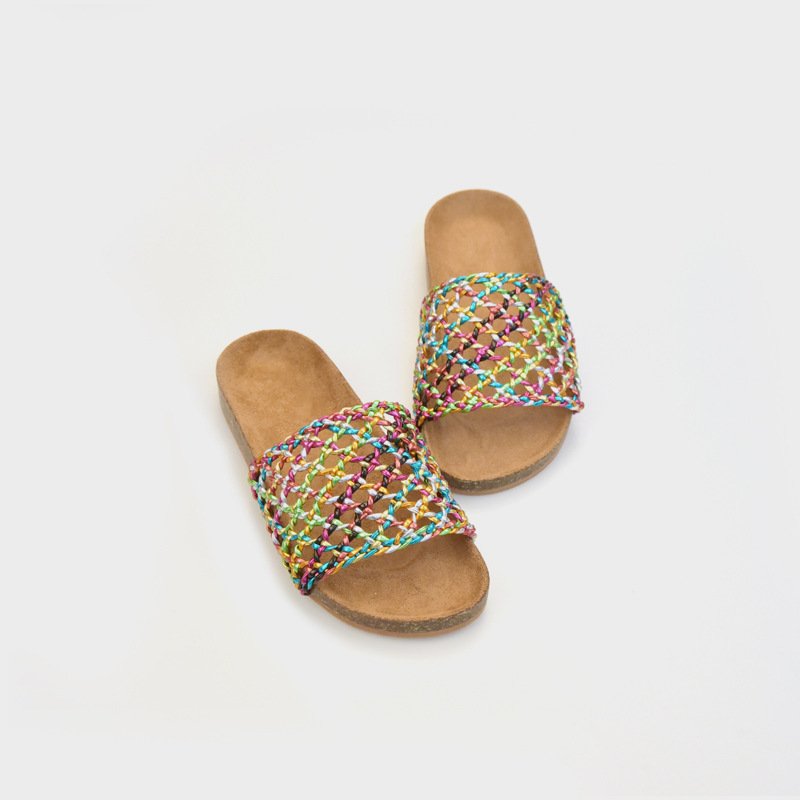 Children's Custom Logo Breathable Flat Sandals with Plait Upper Slides Slippers for Beach Use for girls