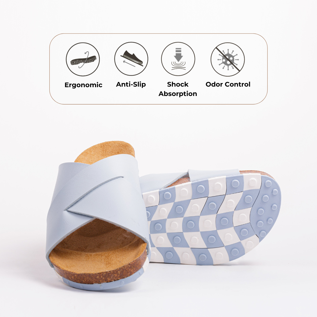 Vegan Odor Control Non Slip Arch Support Cross Strap Cork Sole Beach Slippers Eva Slides Slippers Lg17