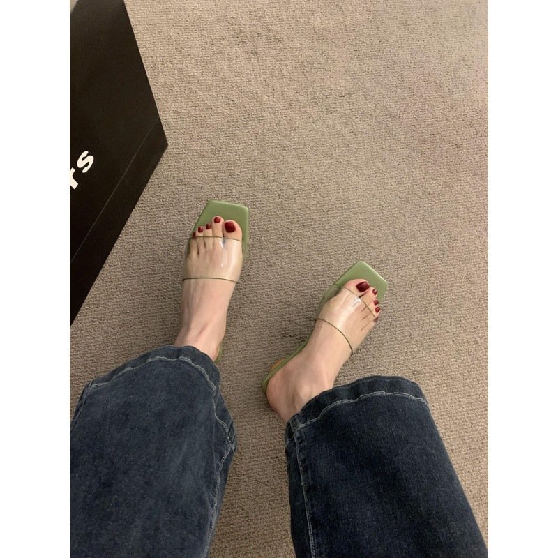 Latest Ladies Sandals Designs 2024 Genuine Leather Slide Slippers Logo Custom Square Toe Soft Leather Women Outdoor Flat Sandals