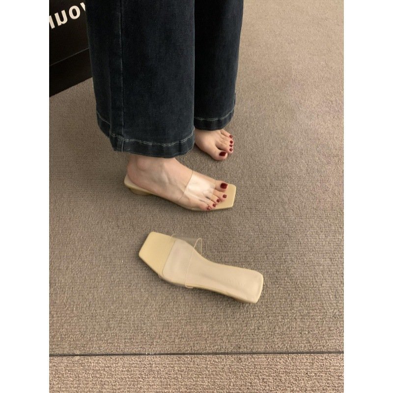 Latest Ladies Sandals Designs 2024 Genuine Leather Slide Slippers Logo Custom Square Toe Soft Leather Women Outdoor Flat Sandals