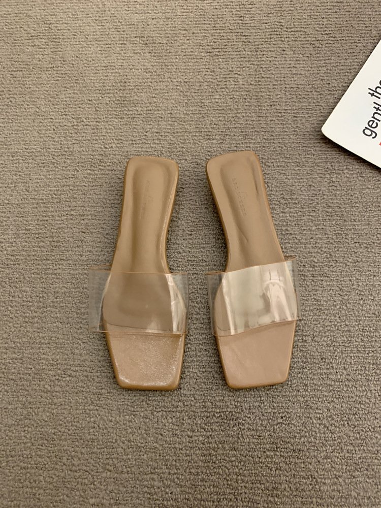 Latest Ladies Sandals Designs 2024 Genuine Leather Slide Slippers Logo Custom Square Toe Soft Leather Women Outdoor Flat Sandals