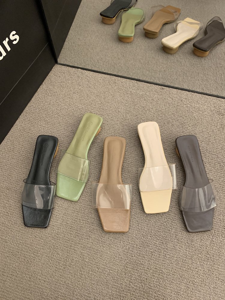 Latest Ladies Sandals Designs 2024 Genuine Leather Slide Slippers Logo Custom Square Toe Soft Leather Women Outdoor Flat Sandals