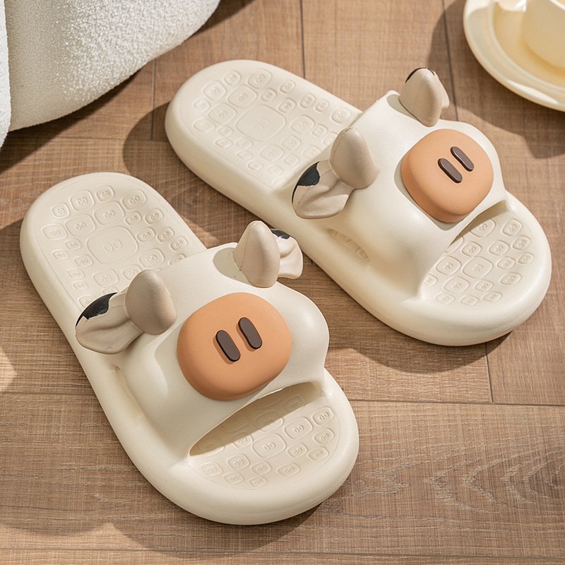 Women Soft Sole Cow Slipper Summer Beach Slide Slipper Couple Eva Cute Slide for Home Sandal Woman