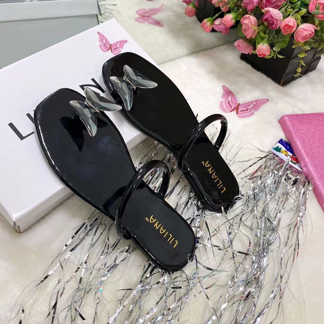 Beautiful Butterfly Flat Slip Sandal For Lady Sandalias de mujer