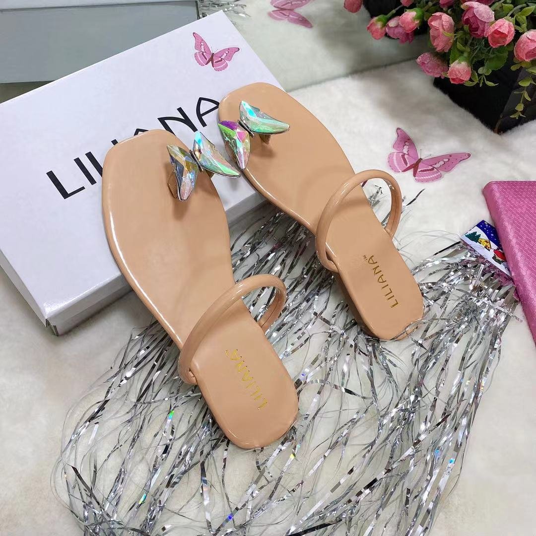 Beautiful Butterfly Flat Slip Sandal For Lady Sandalias de mujer