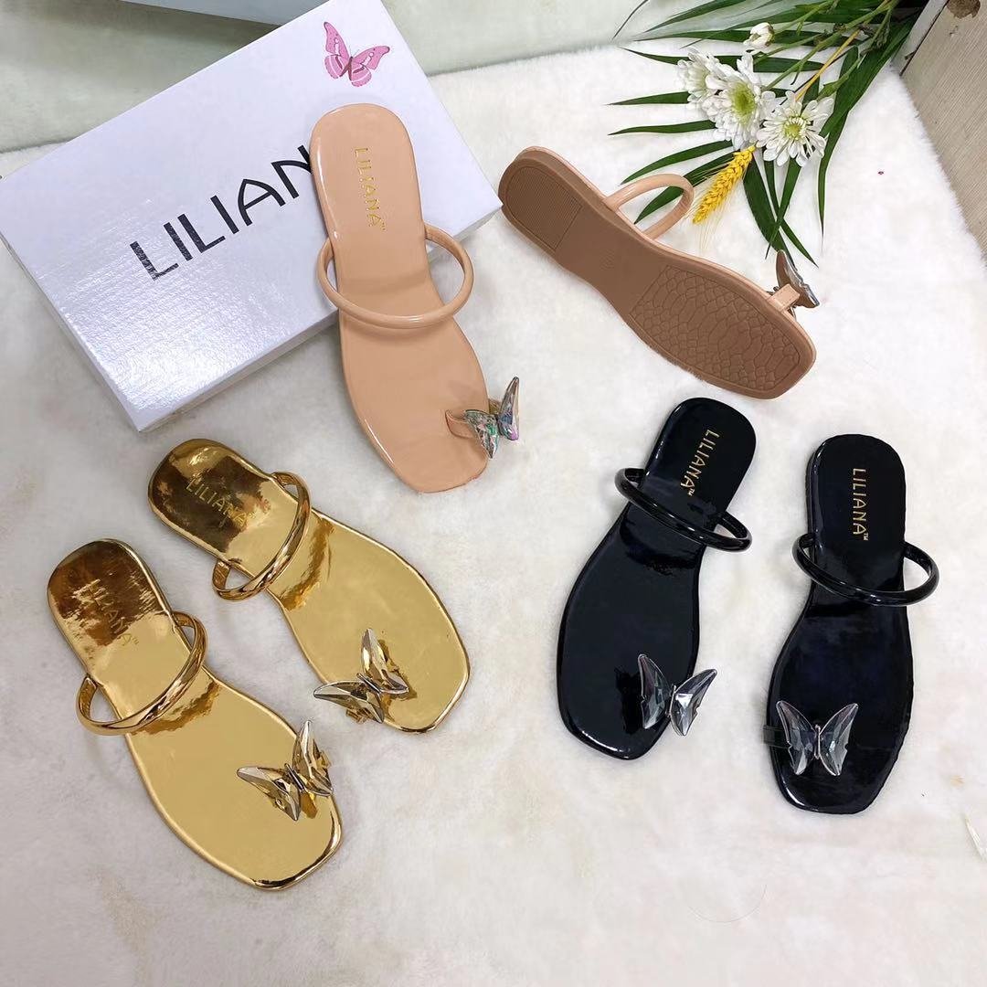 Beautiful Butterfly Flat Slip Sandal For Lady Sandalias de mujer