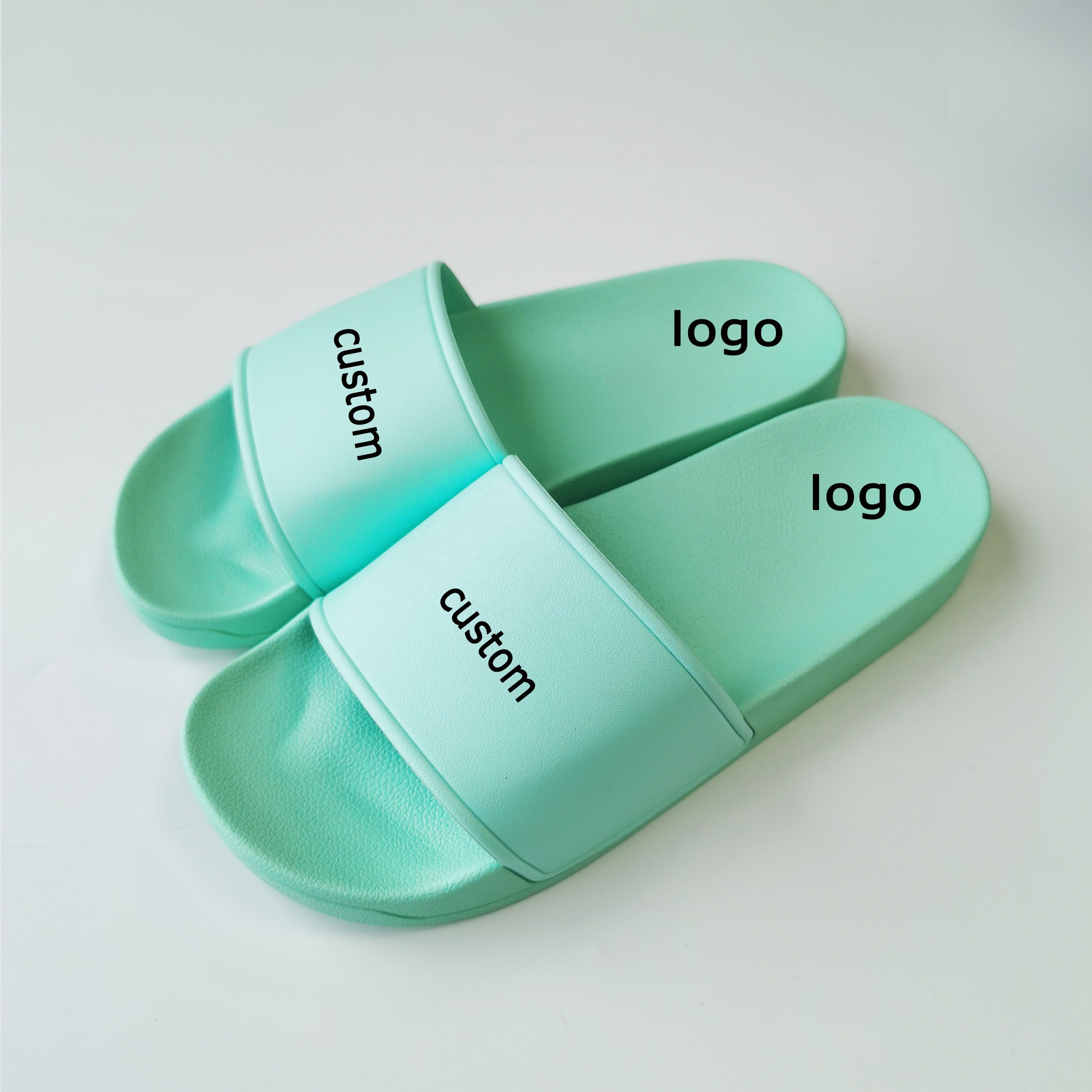 Cheap Bulk Order Custom logo slides sandals PU EVA PVC logo slippers