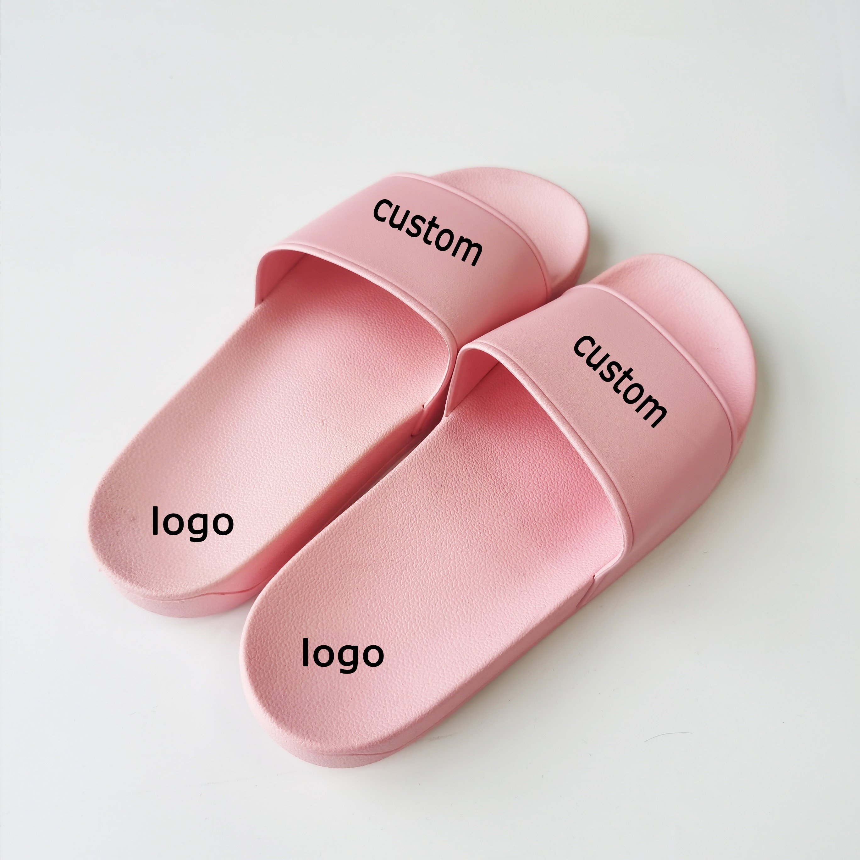 Cheap Bulk Order Custom logo slides sandals PU EVA PVC logo slippers