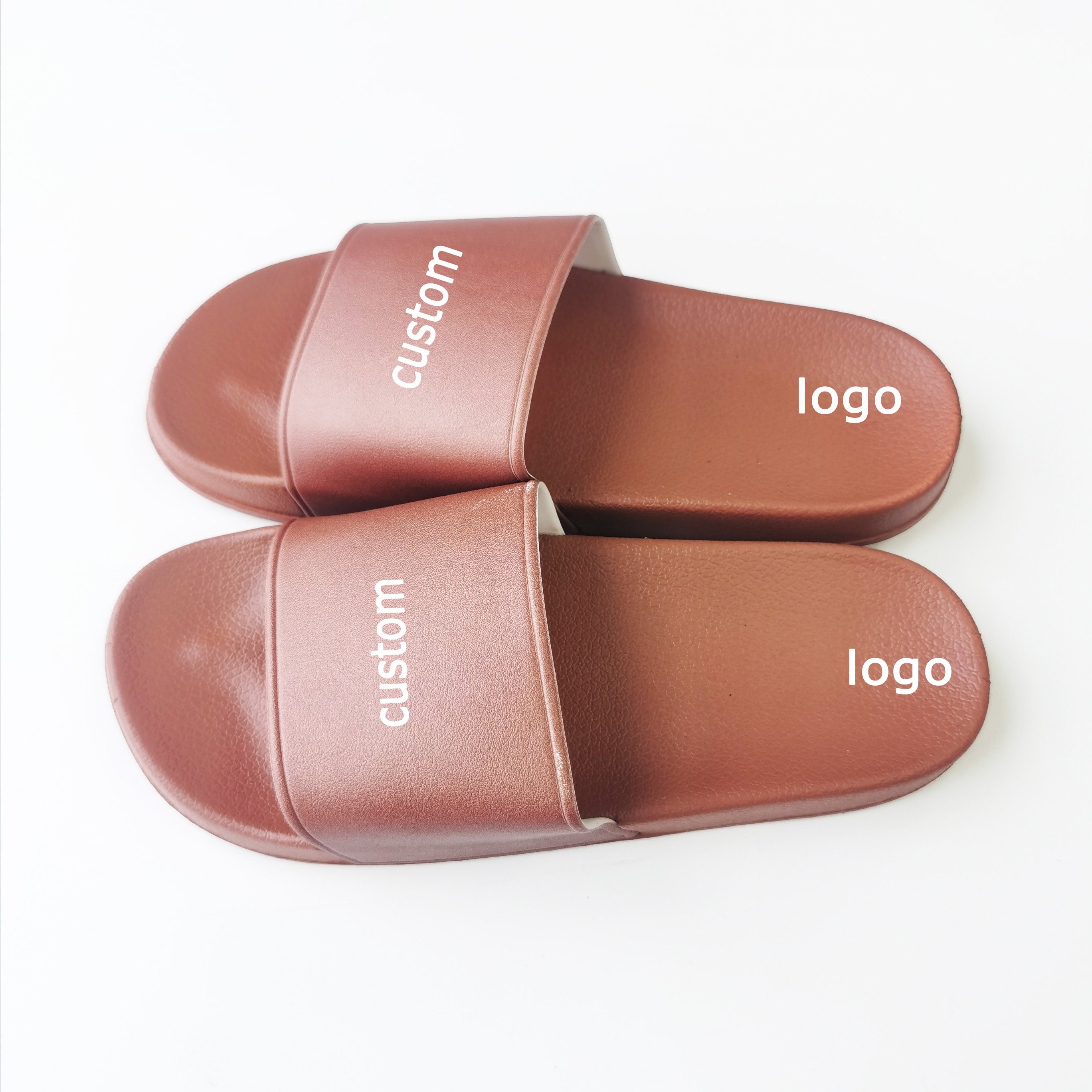 Cheap Bulk Order Custom logo slides sandals PU EVA PVC logo slippers