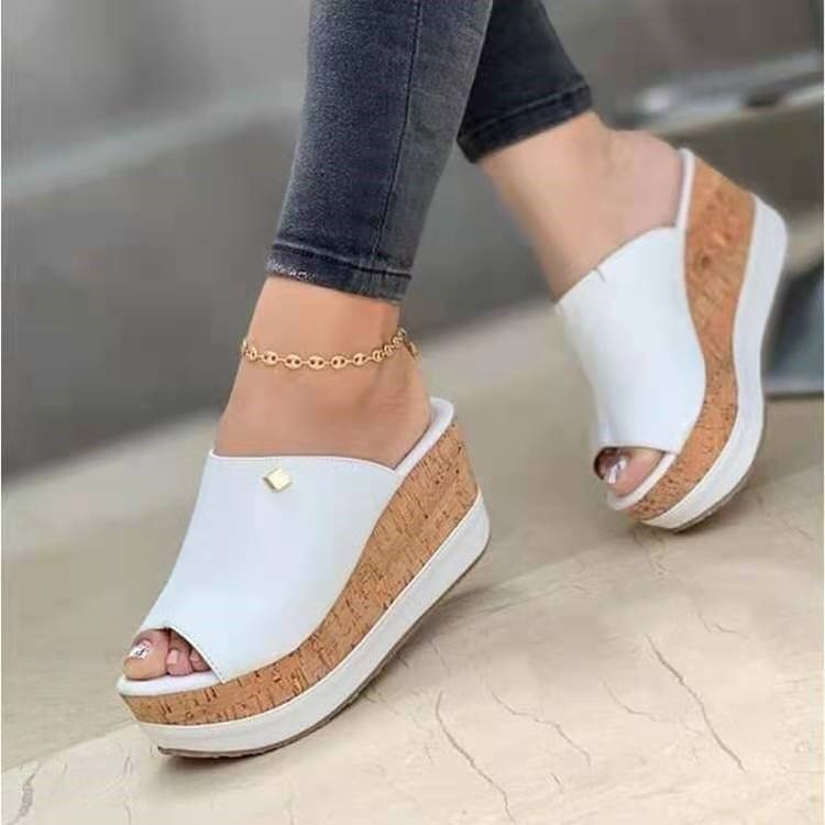 Women Slippers Summer 2022 Platform Wedges Mid Heels Fashion Slides Beach Outdoor Ladies Shoes