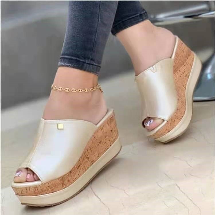 Women Slippers Summer 2022 Platform Wedges Mid Heels Fashion Slides Beach Outdoor Ladies Shoes
