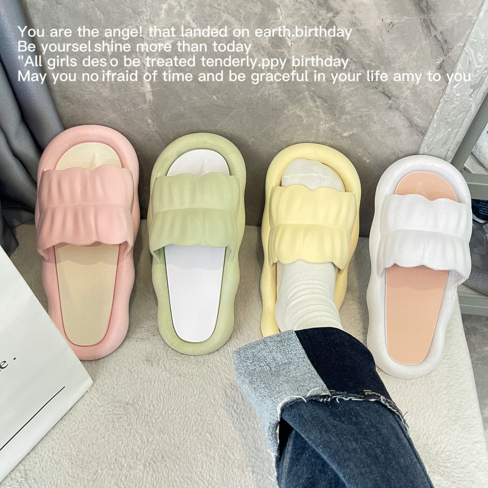 Sweet Lovely Slides Fashion Casual Slippers Shoes Bottom Step On Shit Feeling Eva Sandals Slippers For Women And Ladies