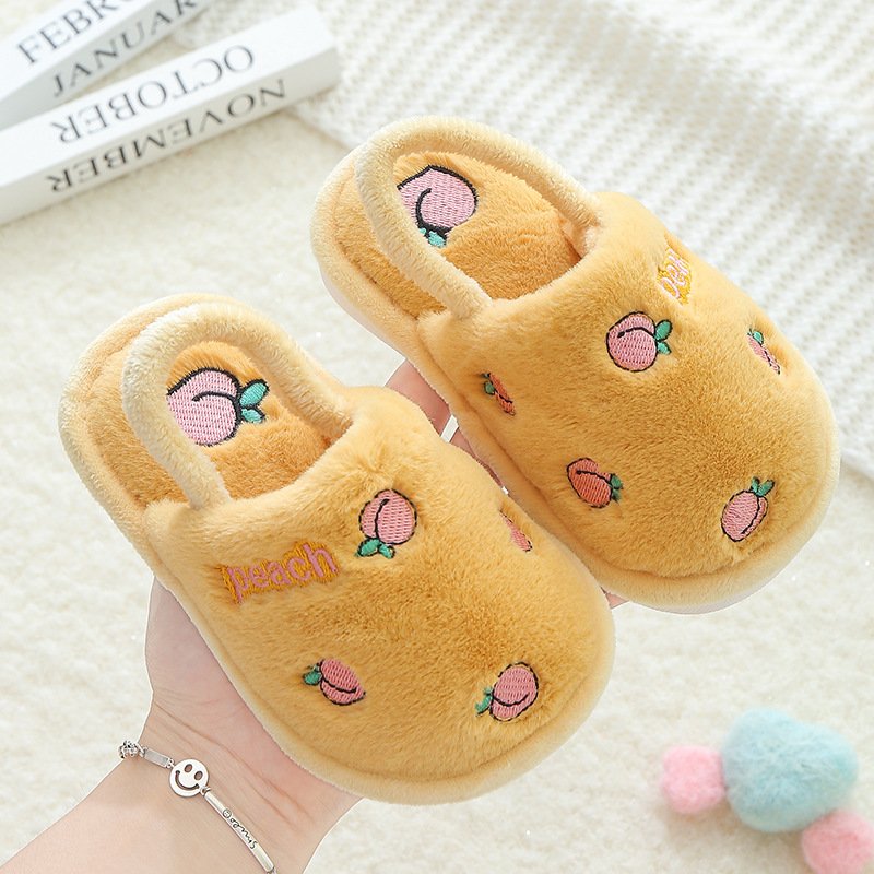 Newest shoes furry slides slipper faux fur plush indoor baby wears children anti-ski shoes kids toddler size babies fur sandals