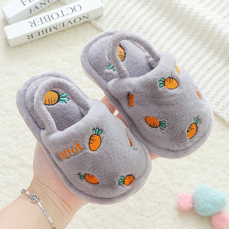 Newest shoes furry slides slipper faux fur plush indoor baby wears children anti-ski shoes kids toddler size babies fur sandals