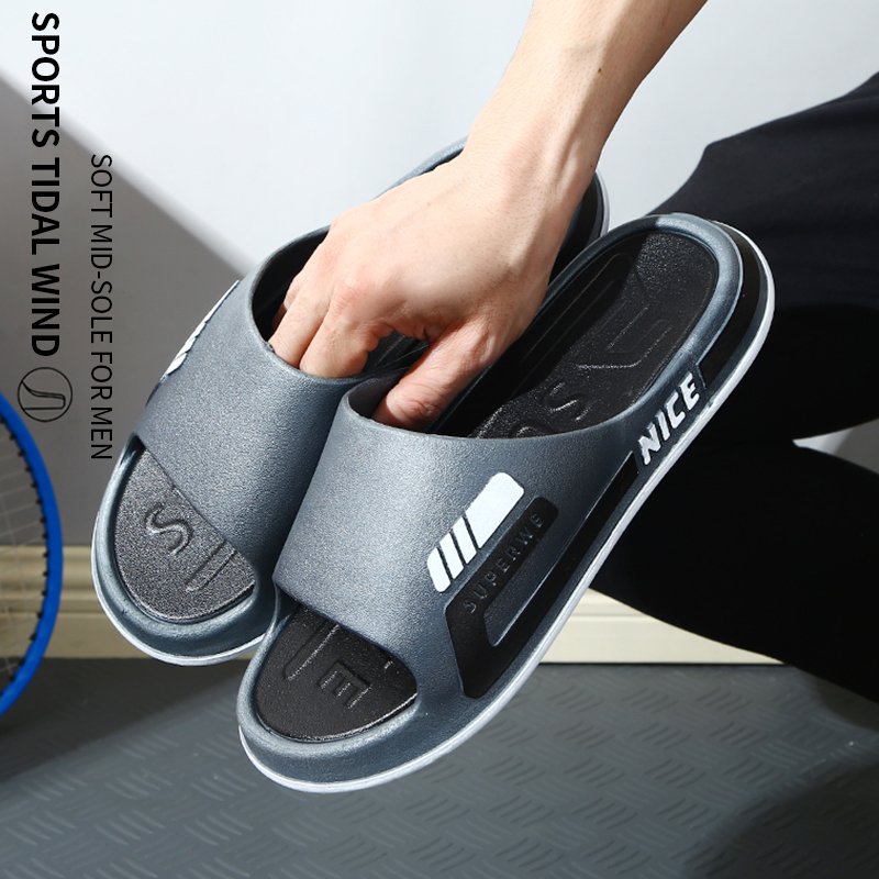 Non-slip Home Men House Slippers Sandals Shoes Mens Outdoor Cushioned Pvc Sole Green Slippers