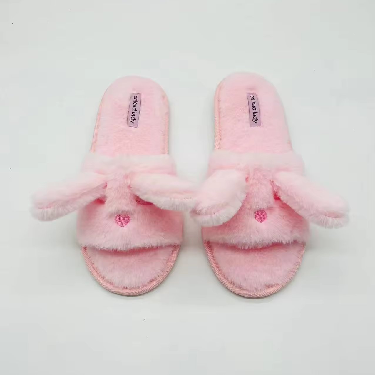 House Slippers for Women Fluffy Open Toe Memory Foam Slip on Anti-Skid Sole Cute Animal Slides Slippers