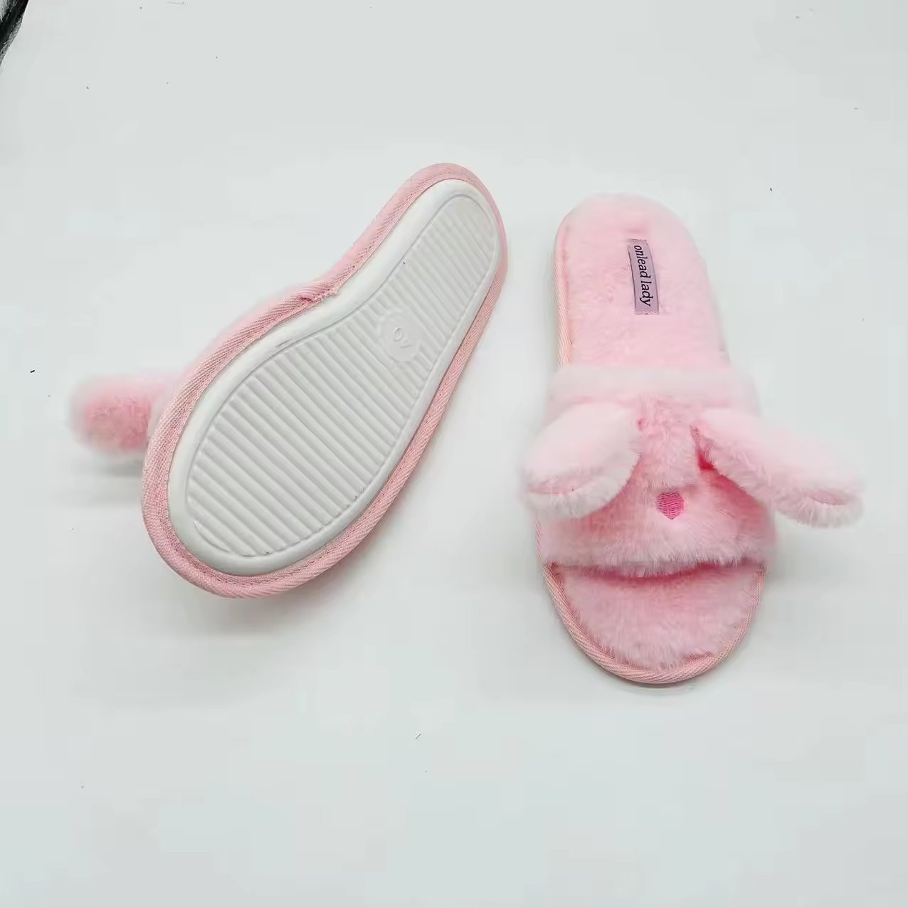 House Slippers for Women Fluffy Open Toe Memory Foam Slip on Anti-Skid Sole Cute Animal Slides Slippers
