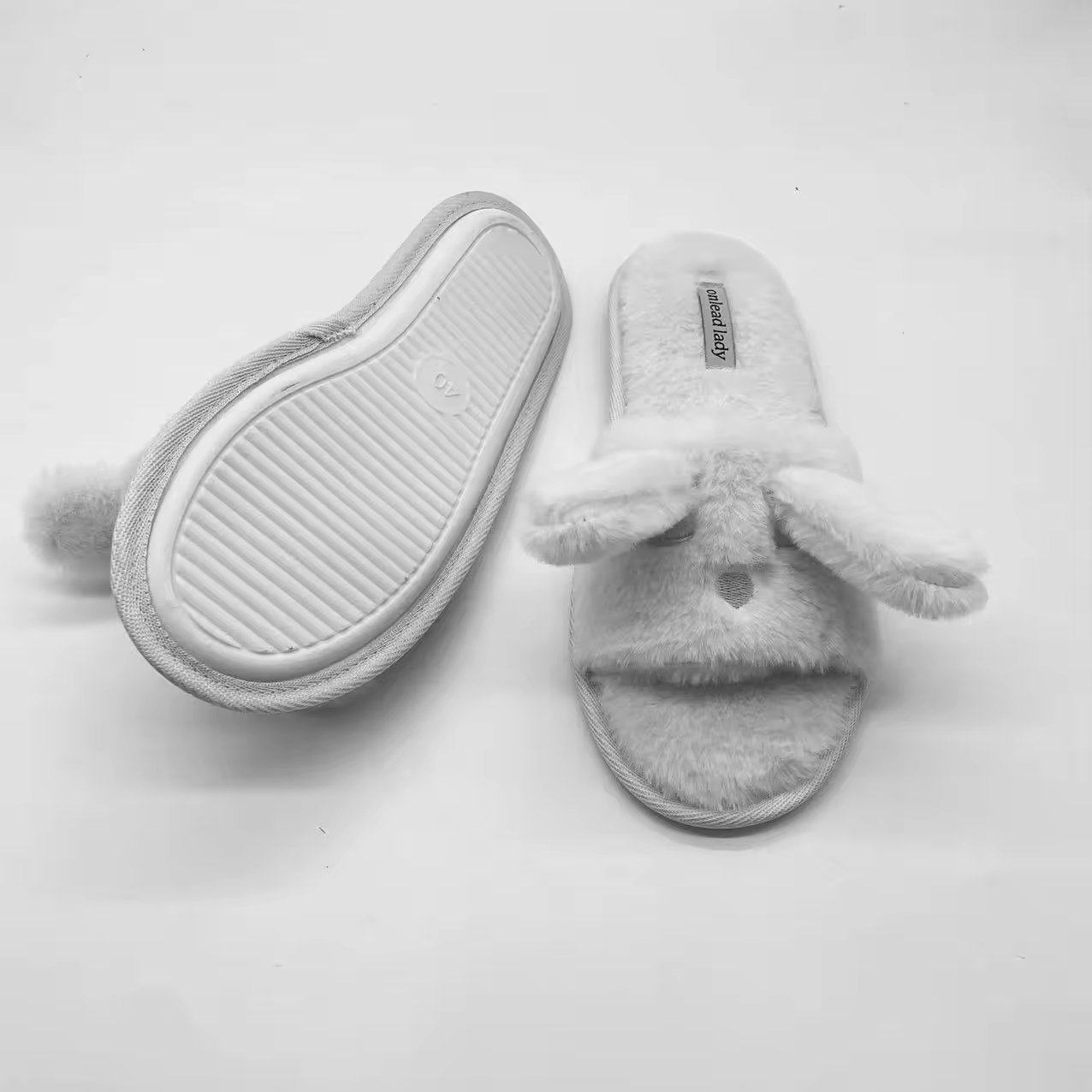 House Slippers for Women Fluffy Open Toe Memory Foam Slip on Anti-Skid Sole Cute Animal Slides Slippers