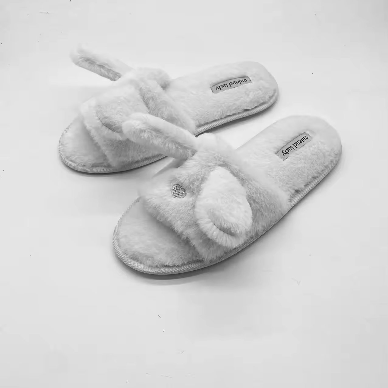 House Slippers for Women Fluffy Open Toe Memory Foam Slip on Anti-Skid Sole Cute Animal Slides Slippers