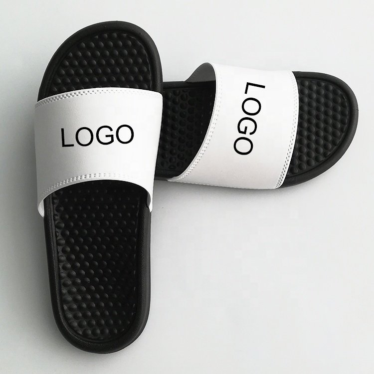 NEW printed logo flat strap multi-colour slippers simple custom numbers letters slides massage bottom pvc anti-slip slippers