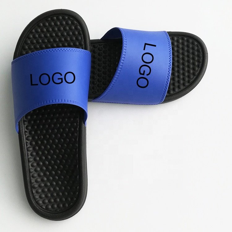 NEW printed logo flat strap multi-colour slippers simple custom numbers letters slides massage bottom pvc anti-slip slippers