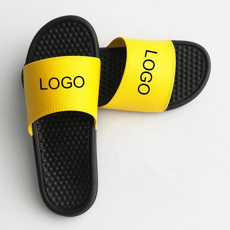 NEW printed logo flat strap multi-colour slippers simple custom numbers letters slides massage bottom pvc anti-slip slippers