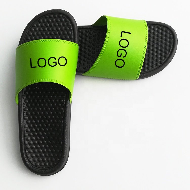 NEW printed logo flat strap multi-colour slippers simple custom numbers letters slides massage bottom pvc anti-slip slippers