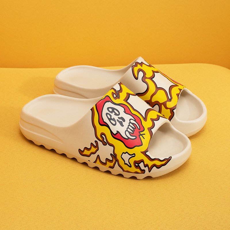 Hot Selling Thick Sole Unisex Cartoon Graffiti Non-Slip Cloud Pillow Slippers Slides For Women Men