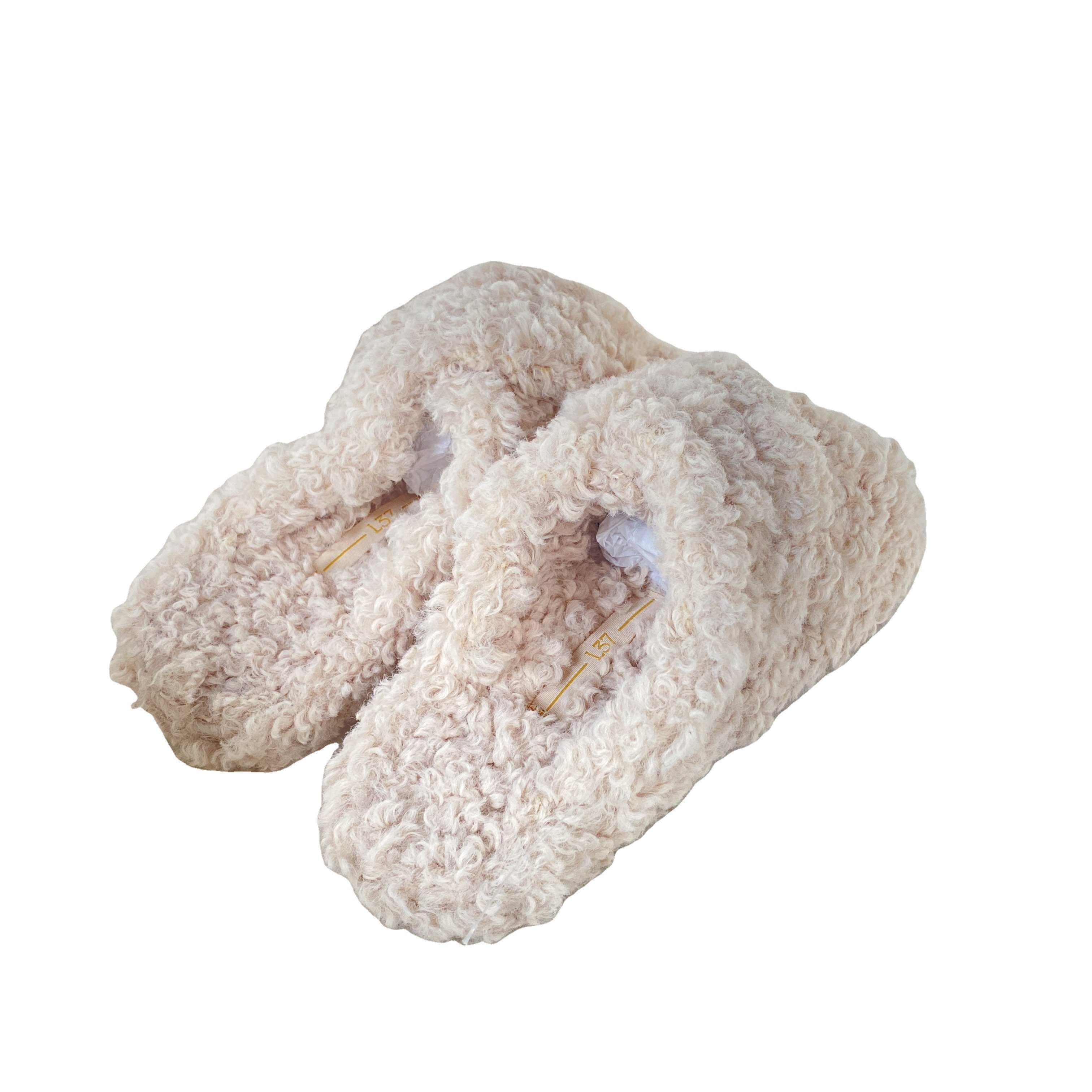 Factory Price Custom Fluffy Shearling Fur Comfy Open Toe Two Band Furry Real Sheepskin Fur Slides Slippers for Women