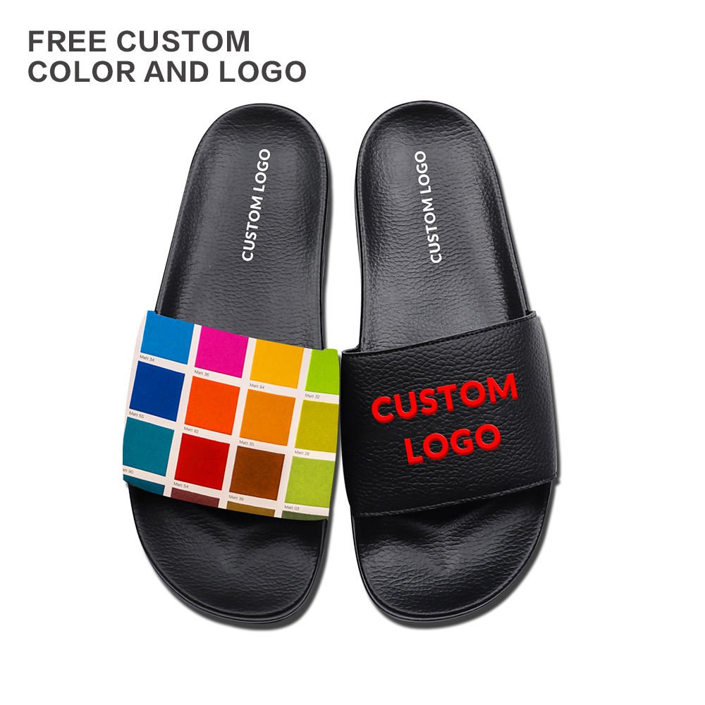 Nicecin Air Sole Black 3D Logo PVC Buckle Fashion PU Slide Ladies Designer Slides Slippers For Women luxury slides