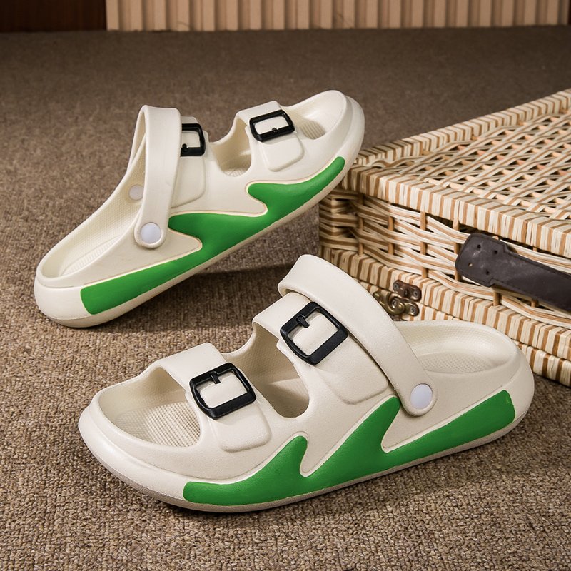Lightweight Casual Mens Slides Shoes Thick-Soled Double Strap Eva Flip Flops Custom Logo Slides Slipper Beach Sandals Men