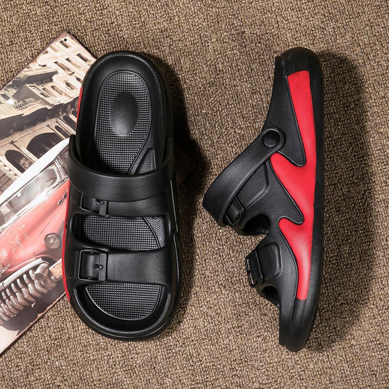 Lightweight Casual Mens Slides Shoes Thick-Soled Double Strap Eva Flip Flops Custom Logo Slides Slipper Beach Sandals Men