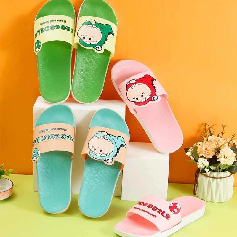 House Flip Flops Ladies Shoes Cartoon PVC Sandal Bedroom Slippers Non-Slip Adults Slides Women Animal Crocodile Sandals