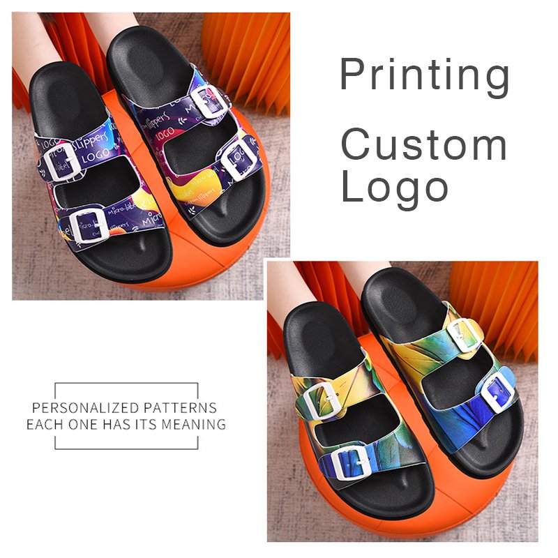 hot sale custom flip flops sandal men slide leather anti-slippery printed footwear designer slides slippers