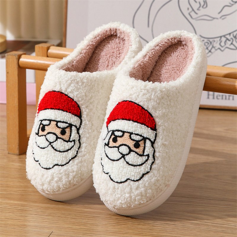 2024 Christmas Fur Slippers Custom Pattern and Color Indoor Couple's Slippers Women's Winter Comfortable Warm Cotton Slippers