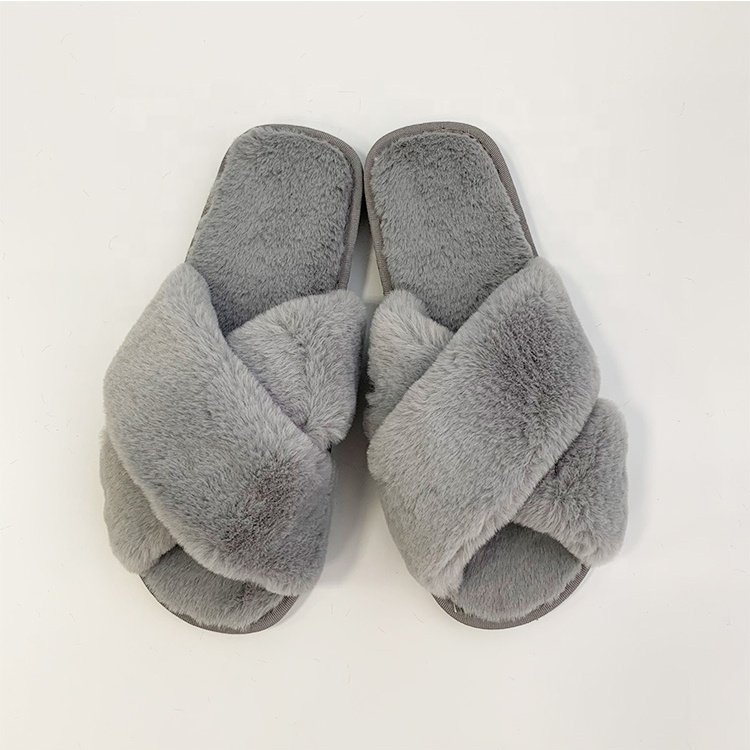 Custom Logo Most Selling Winter cross strap open toe comfortable House Soft Sole Women Indoor Slippers