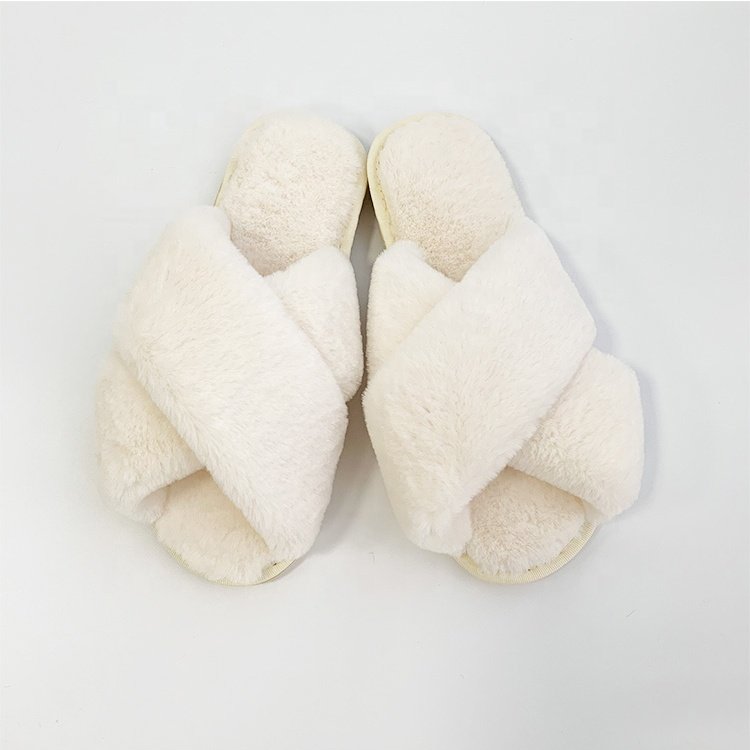 Custom Logo Most Selling Winter cross strap open toe comfortable House Soft Sole Women Indoor Slippers