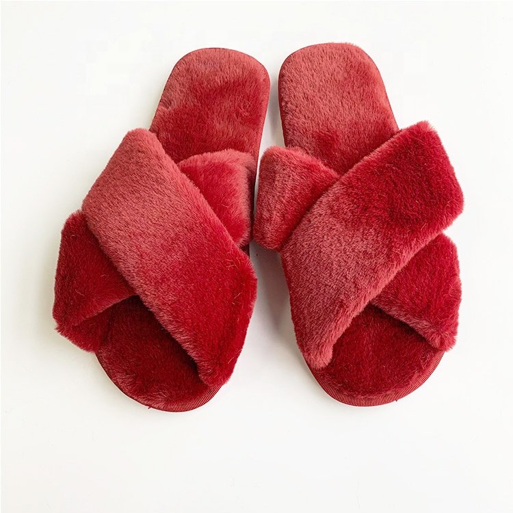 Custom Logo Most Selling Winter cross strap open toe comfortable House Soft Sole Women Indoor Slippers
