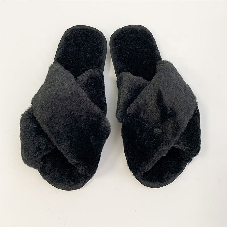 Custom Logo Most Selling Winter cross strap open toe comfortable House Soft Sole Women Indoor Slippers