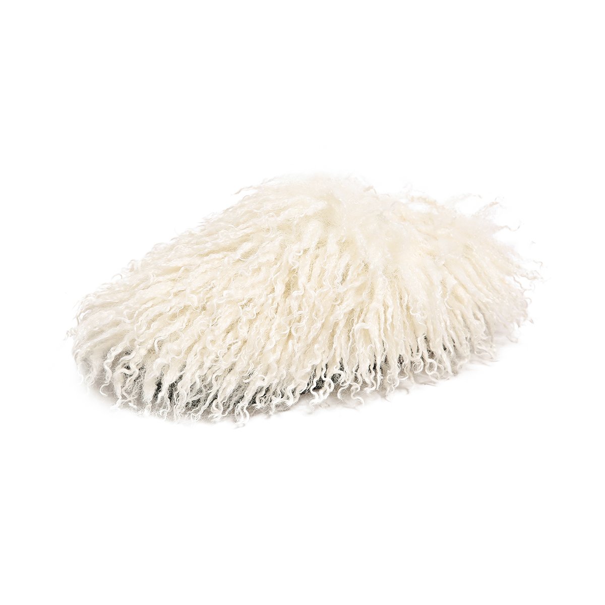 Hot selling Women Curly Long Hair Real Mongolian Sheep Fur Slides Slippers Long hair dragon fruit color