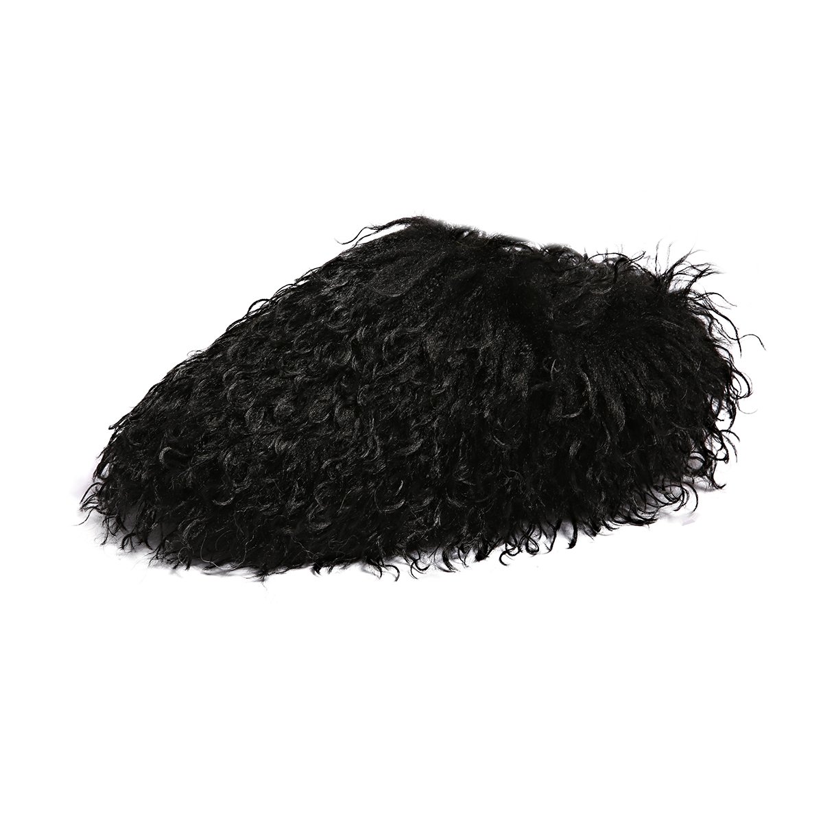 Hot selling Women Curly Long Hair Real Mongolian Sheep Fur Slides Slippers Long hair dragon fruit color