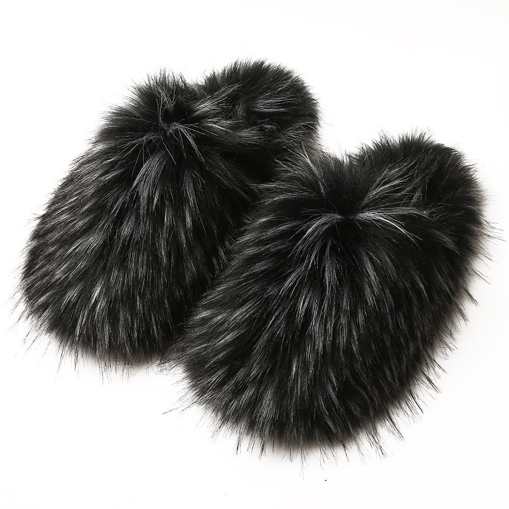 Wholesale fashion warm plush fluffy shoes winter faux fur house slippers women