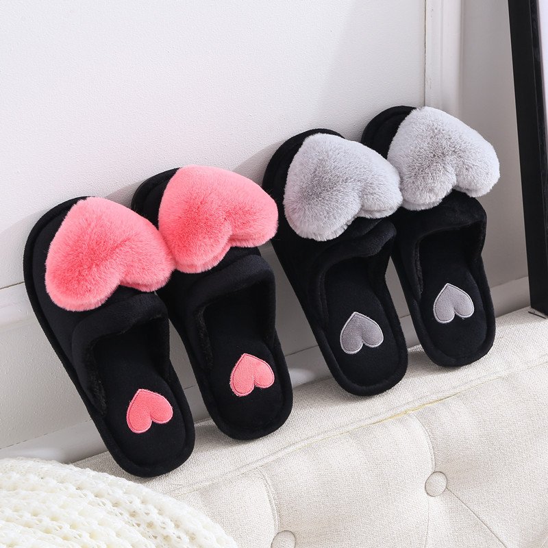 New Arrival Hot Selling Home Lady Heart Cotton Cute Room Slide Slipper For Girls Daily Fluffy Slippers