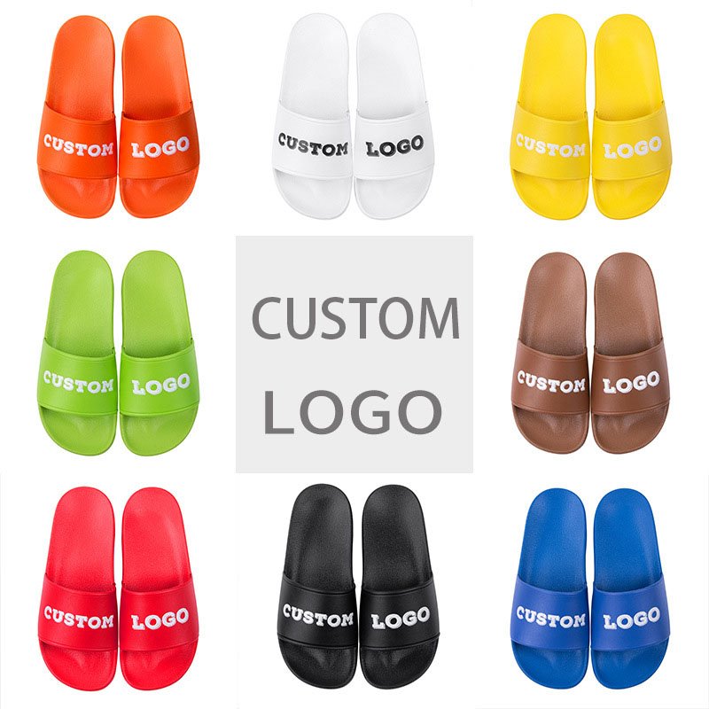 US Size Custom Logo Flip Flop OEM Design Multicolor Rubber PVC Slide Unisex Custom Men's Slippers With Logo