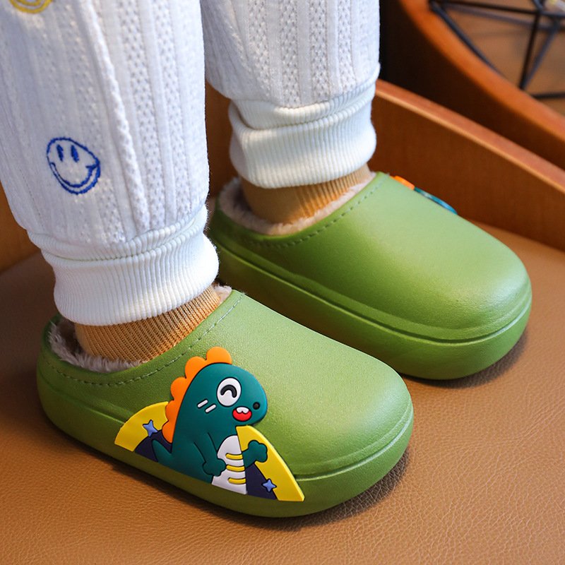 Winter children cartoon cute warm indoor waterproof shoes non-slip couple home kids cotton slippers