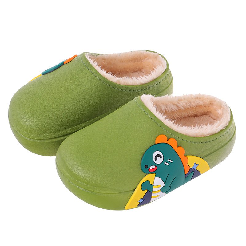 Winter children cartoon cute warm indoor waterproof shoes non-slip couple home kids cotton slippers
