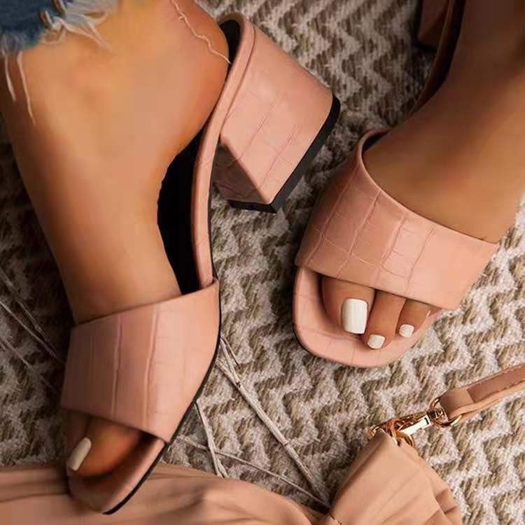 2024 Hot Sale Square Head Single Strap Open Toe Fashion Ladies Sandals High Heel Sandals For Women