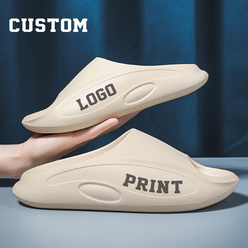 Wholesale Eva Thick Sole Sandals Shoes Slides Rubber Footwear Sports Logo Print Custom Slippers For Men Manufacturer