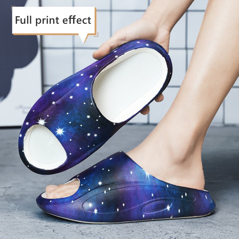 Wholesale Eva Thick Sole Sandals Shoes Slides Rubber Footwear Sports Logo Print Custom Slippers For Men Manufacturer