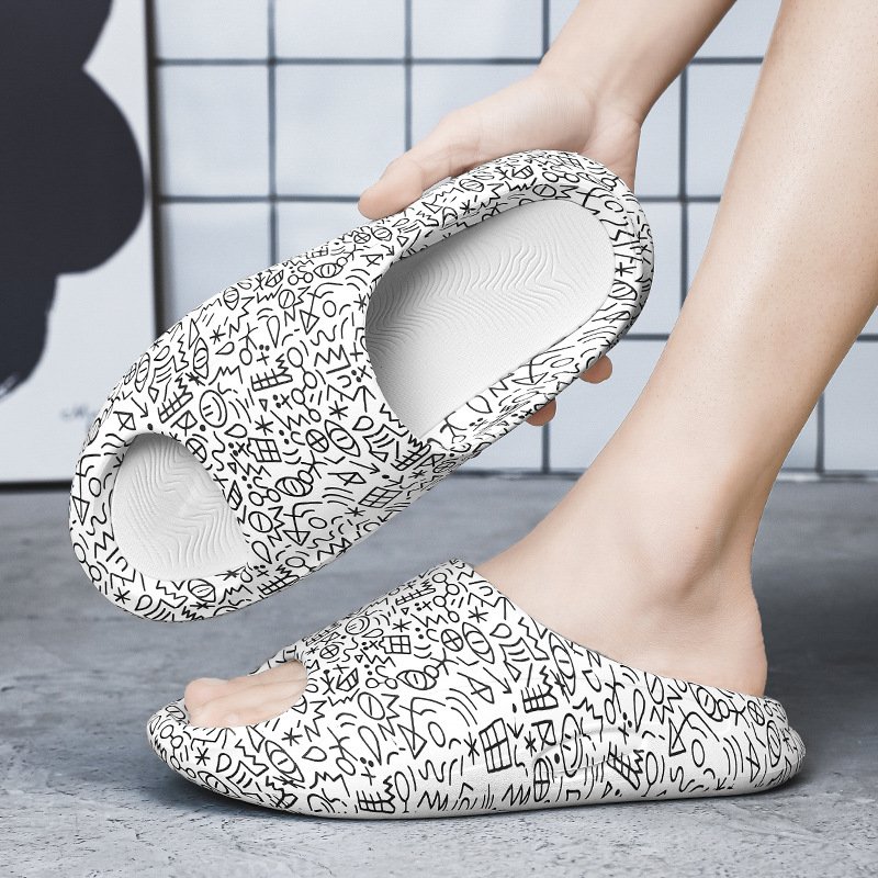 Wholesale Eva Thick Sole Sandals Shoes Slides Rubber Footwear Sports Logo Print Custom Slippers For Men Manufacturer